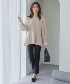 Tiaclasse L 【日本製】メランジプリント裏起毛スリムパンツ