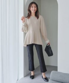 Tiaclasse L 【日本製】メランジプリント裏起毛スリムパンツ