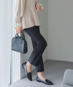 Tiaclasse L 【日本製】メランジプリント裏起毛スリムパンツ