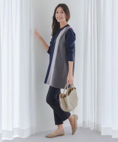 Tiaclasse L 【日本製】メランジプリント裏起毛スリムパンツ