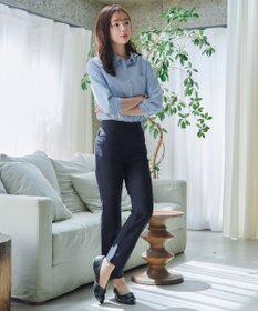 Tiaclasse L 【日本製】メランジプリント裏起毛スリムパンツ