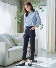 Tiaclasse L 【日本製】メランジプリント裏起毛スリムパンツ