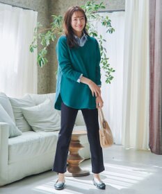 Tiaclasse L 【日本製】メランジプリント裏起毛スリムパンツ