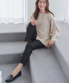 Tiaclasse L 【日本製】メランジプリント裏起毛スリムパンツ