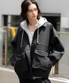 WEGO 【25年秋冬新作/ユニセックス着用ITEM/SMLサイズ展開】PUダブルZIPフライトブルゾン