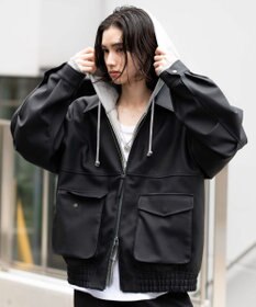 WEGO 【25年秋冬新作/ユニセックス着用ITEM/SMLサイズ展開】PUダブルZIPフライトブルゾン