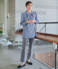 Tiaclasse L 【日本製】メランジプリント裏起毛スリムパンツ