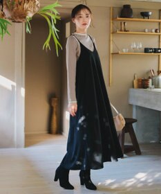 Tiaclasse L 【洗える】襟パール配色ニットトップス