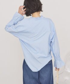 AMERICAN HOLIC スタンドフリルストライプスキッパーブラウス