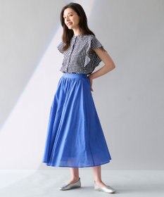 ANY L 【ウエストゴム/ポケット付】シャンブレーライク フレアスカート