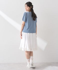 earth music&ecology 透かし編みフロントリボンカーディガン