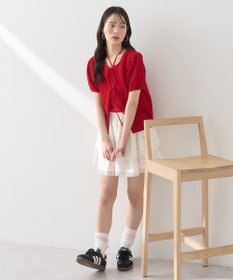 earth music&ecology 透かし編みフロントリボンカーディガン