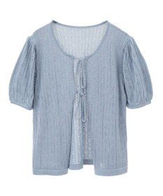 earth music&ecology 透かし編みフロントリボンカーディガン