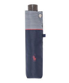 MOONBAT 【WEB限定】POLO RALPH LAUREN)（ポロ ラルフローレン）ワンポイントポロポニー×裾ボーダー 折りたたみ傘