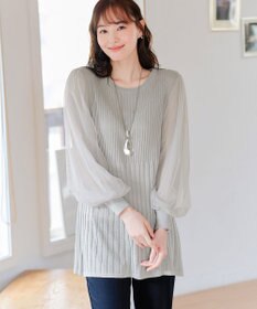 Tiaclasse チュールスリーブニットチュニック