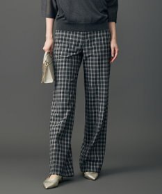 自由区 L 【19号サイズまで展開・定番人気・新色】TRギャバチェック柄ストレート パンツⅡ