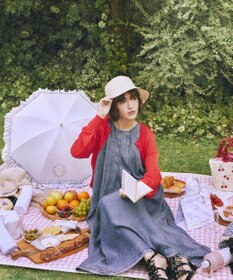 Maison de FLEUR 【手洗い可能】リボンスリットパイピングハット