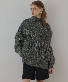 GRACE CONTINENTAL フリンジケープニットトップ