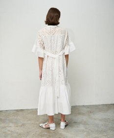 GRACE CONTINENTAL ヤシ柄カットワークワンピース