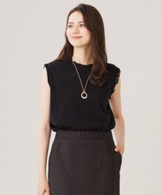 自由区 【カタログ掲載・洗える】フリンジディテールノースリーブ カットソー