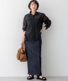 23区 【先行予約/見上愛さん着用】ナイロンコットンシアーボイル ドロストシャツ