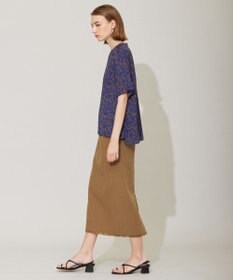 ICB 【洗える】シルエットフラワープリント Tブラウス