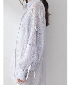 earth music&ecology 袖スリットリボンロングシャツ