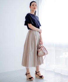 組曲 【汗ジミ防止・撥水】GIZAプレーティング天竺袖フリル カットソー