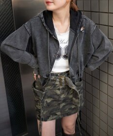 WEGO ダメージショートジップパーカー