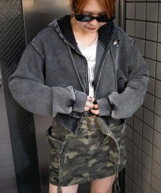 WEGO ダメージショートジップパーカー