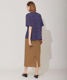 ICB 【洗える】シルエットフラワープリント Tブラウス