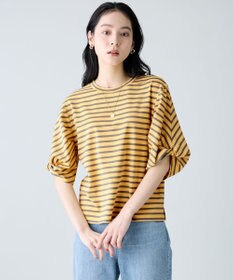 ANY L ツイストスリーブボーダートップス