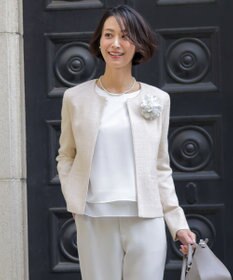 J.PRESS LADIES 【セットアップ対応】Light Tweed ノーカラー ジャケット ベージュMIX系6