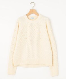 組曲 【WEB限定】パール釦ケーブル ニット