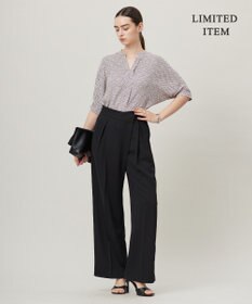 ICB 【人気のため新色追加・WEB限定・接触冷感・UVケア・速乾・洗える】BackSatinAmunzen 5分袖キーネックブラウス