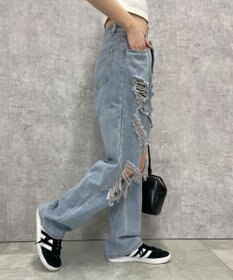 WEGO 【S～Lサイズ】ヘビークラッシュデニムパンツ