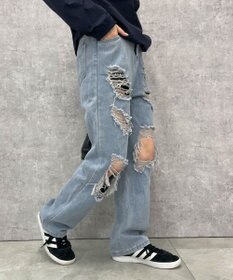 WEGO 【S～Lサイズ】ヘビークラッシュデニムパンツ