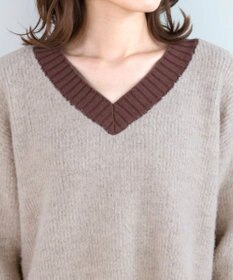 Tiaclasse L 【洗える】表情豊かなメランジニットVネックトップス