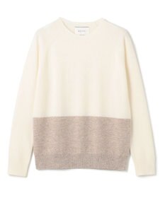 BEIGE， 【WEB限定・洗える】DEMING / バイカラーウールクルーネックニット
