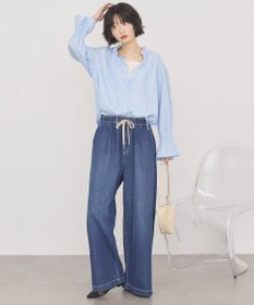 AMERICAN HOLIC スタンドフリルストライプスキッパーブラウス