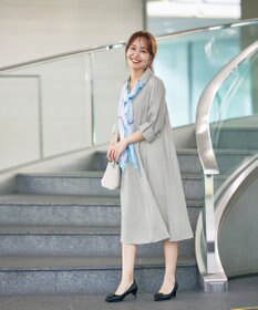 Tiaclasse 【洗える】 麻調Aラインシャツワンピース