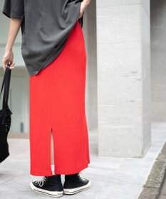 WEGO カラーリブイージーロングスカート