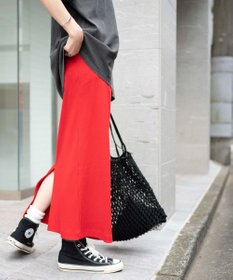 WEGO カラーリブイージーロングスカート