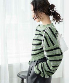 WEGO ボーダーショートニットプルオーバー