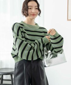 WEGO ボーダーショートニットプルオーバー