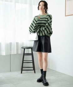 WEGO ボーダーショートニットプルオーバー