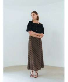 YECCA VECCA レーヨンリネンドットマーメイドスカート