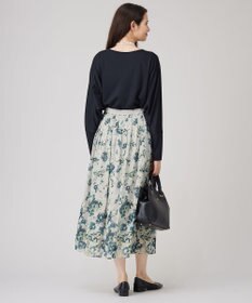 自由区 L 【洗える】オータムダリアプリント スカート