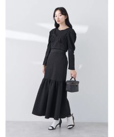 earth music&ecology エンボスフラワー　切替ボリュームスカート