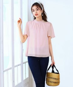 Tiaclasse 【洗える】大人上品なシフォンジャガードフリルカラーブラウス